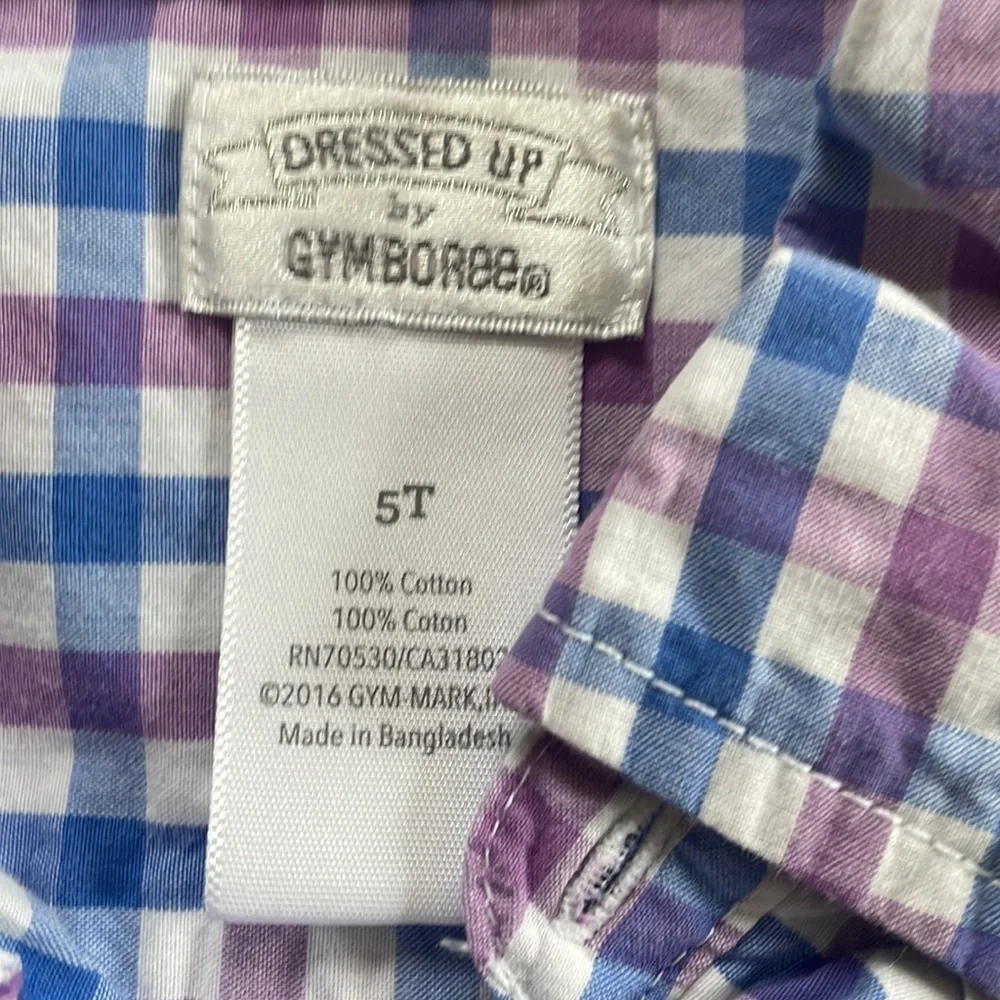 Boys 5T purple and blue plaid button down